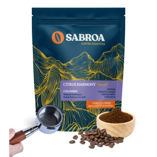 Citrus Harmony Descafeinado Colombia Molido Espresso Filtro Cesta sin Presurizar