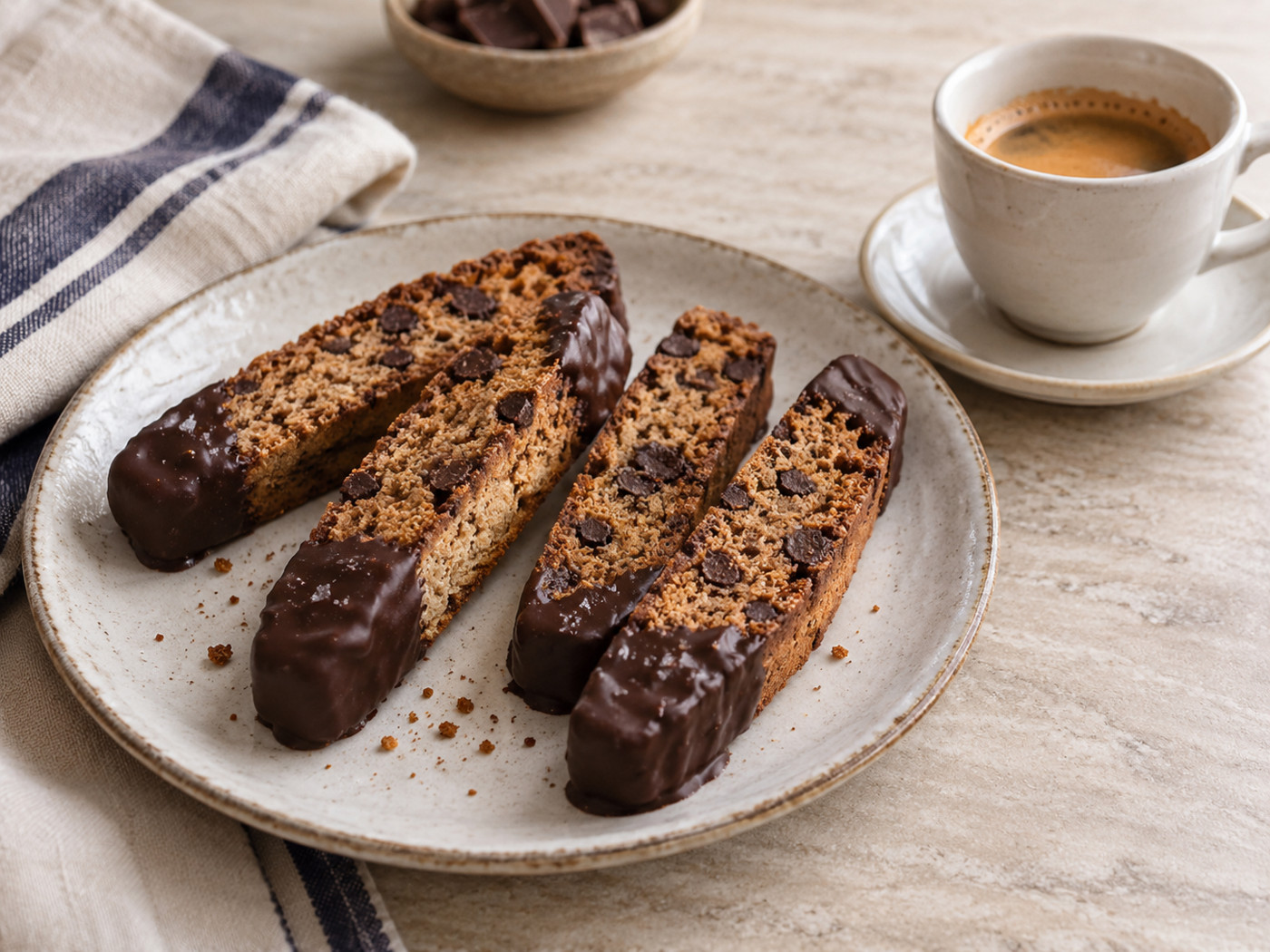 Biscotti de café y chocolate