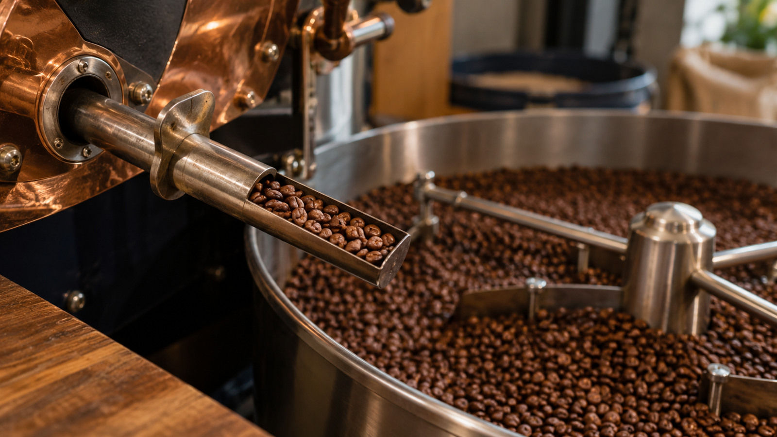 Detalle de una muestra de café tostado